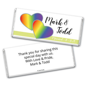 Personalized LGBT Wedding Rainbow Hearts Chocolate Bar Wrappers Only