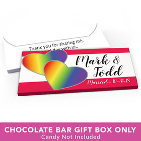 Deluxe Personalized LGBT Wedding Rainbow Hearts Candy Bar Favor Box
