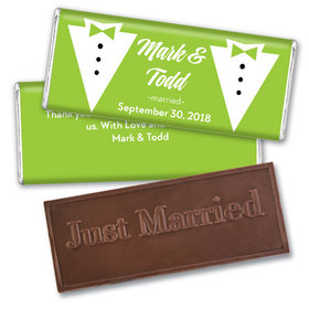 Personalized Gay Wedding Groom & Groom Embossed Chocolate Bar