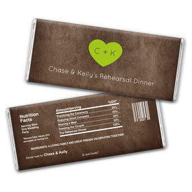 Rehearsal Dinner Personalized Chocolate Bar Wrappers Monogrammed Heart