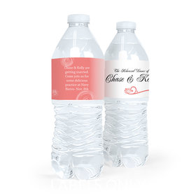Personalized Rehearsal Dinner Swirled Hearts Water Bottle Sticker Labels (5 Labels)