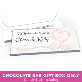 Deluxe Personalized Rehearsal Dinner Swirled Hearts Candy Bar Favor Box