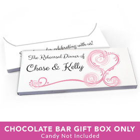 Deluxe Personalized Rehearsal Dinner Swirled Hearts Candy Bar Favor Box