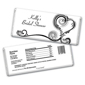 Bridal Shower Favor Personalized Chocolate Bar Swirled Hearts