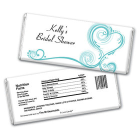 Bridal Shower Favor Personalized Chocolate Bar Swirled Hearts