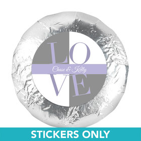 Bridal Shower Favor 1.25" Sticker Pop Art Square Love (48 Stickers)