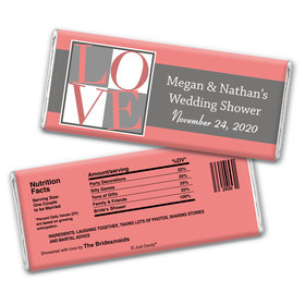Bridal Shower Favor Personalized Chocolate Bar Wrappers Pop Art Square Love