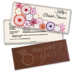 Bridal Shower Favor Personalized Embossed Chocolate Bar Colorful Flowers