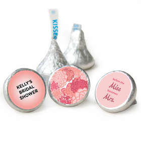 Bridal Shower Favor Personalized Hershey's Kisses Pink Flowers Assembled Kisses - pack of 50