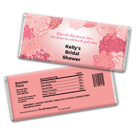 Bridal Shower Favor Personalized Chocolate Bar Pink Flowers