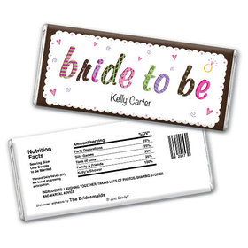 Bridal Shower Favor Personalized Chocolate Bar Colored Bride to Be