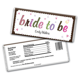 Bridal Shower Favor Personalized Chocolate Bar Wrappers Colored Bride to Be