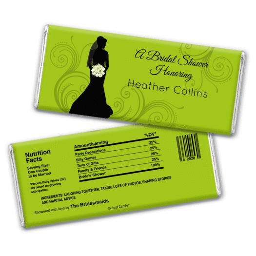 Bridal Shower Favor Personalized Chocolate Bar Wrappers Bride Silhouette