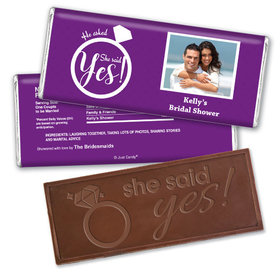 Bridal Shower Favor Personalized Embossed Chocolate Bar She Said Yes! Photo