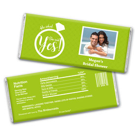 Bridal Shower Favor Personalized Chocolate Bar Wrappers She Said Yes! Photo