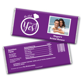 Bridal Shower Favor Personalized Chocolate Bar Wrappers She Said Yes! Photo