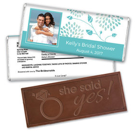Bridal Shower Favor Personalized Embossed Chocolate Bar Leaves with Photo