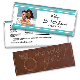 Bridal Shower Favor Personalized Embossed Chocolate Bar Classic Border Photo