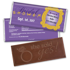 Bridal Shower Favor Personalized Embossed Chocolate Bar Friends TV Show