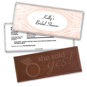 Bridal Shower Favor Personalized Embossed Chocolate Bar Winter Snow Squiggle