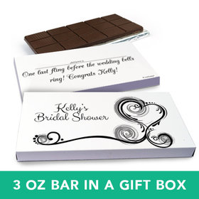 Deluxe Personalized Wedding Swirl Hearts Wedding Belgian Chocolate Bar in Gift Box (3oz Bar)