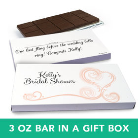Deluxe Personalized Wedding Swirl Hearts Wedding Belgian Chocolate Bar in Gift Box (3oz Bar)