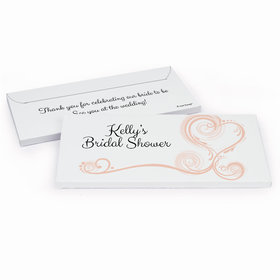 Deluxe Personalized Bridal Shower Swirled Hearts Chocolate Bar in Gift Box