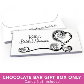 Deluxe Personalized Bridal Shower Swirled Hearts Candy Bar Favor Box