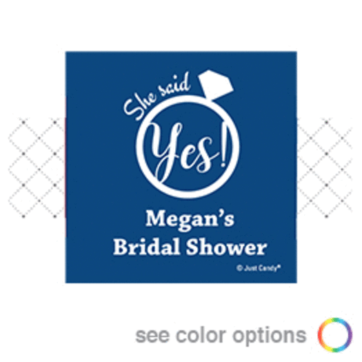 Personalized Bridal Shower She Said Yes Square Sticker for Chocolate Caramel Sea Salt Gourmet Popcorn