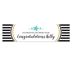 Personalized Stripes & Flowers Bridal Shower 5 Ft. Banner
