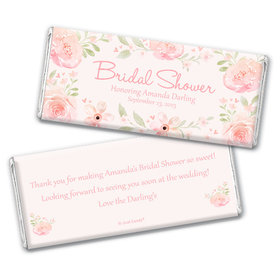 Personalized Pastel Pink Flowers Bridal Shower Chocolate Bar