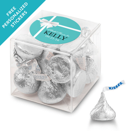 Bridal Shower Favor Personalized Box Tiffany Style Bow (25 Pack)