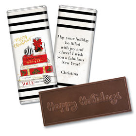 Personalized Christmas Holiday Chic Embossed Chocolate Bar