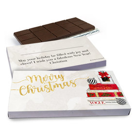 Deluxe Personalized Christmas Holiday Chic Chocolate Bar in Gift Box (3oz Bar)
