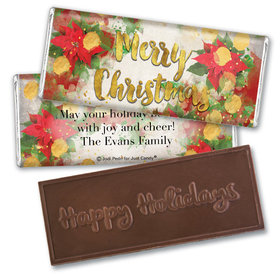 Personalized Christmas Holly Embossed Chocolate Bar