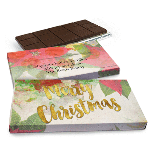 Deluxe Personalized Christmas Holly Chocolate Bar in Gift Box (3oz Bar)