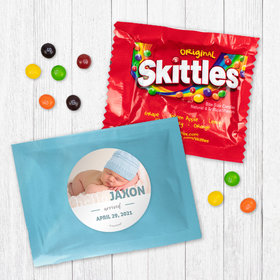 Personalized Boy Birth Announcement Say Hello Photo Skittles