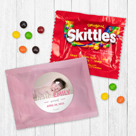 Personalized Girl Birth Announcement Pink Baby Girl Skittles
