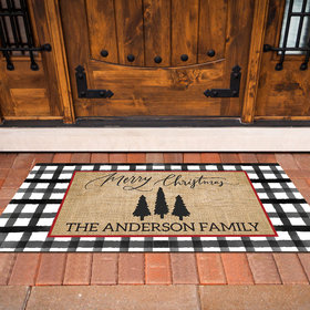 Personalized 18" x 36" Doormat Rustic Merry Christmas