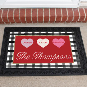 Personalized 18" x 30" Doormat Valentine's Day Family of 3