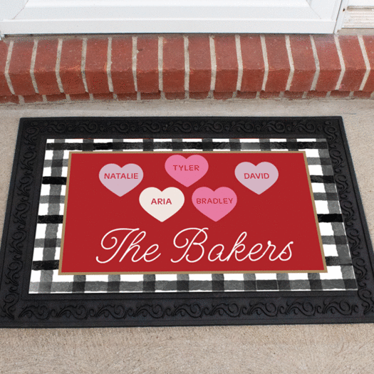 Personalized 18" x 30" Doormat Valentine's Day Family of 5