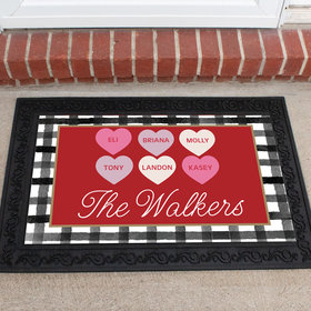 Personalized 18" x 30" Doormat Valentine's Day Family of 6