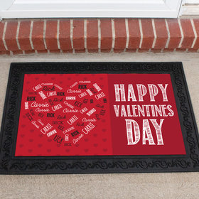 Personalized 18" x 30" Doormat Valentine's Day Heart Names
