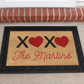 Personalized 18" x 30" Doormat Valentine's Day XOXO Family