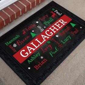 Personalized Christmas 18" x 30" Doormat Family of 5 Christmas Cloud
