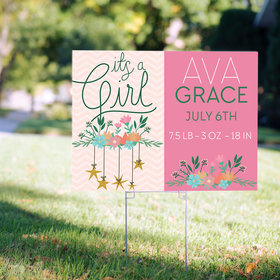 Personalized It's a Girl Yard Sign - It's a Girl Floral