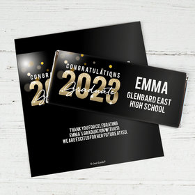 Graduation Personalized Chocolate Bar Wrappers Black & Gold