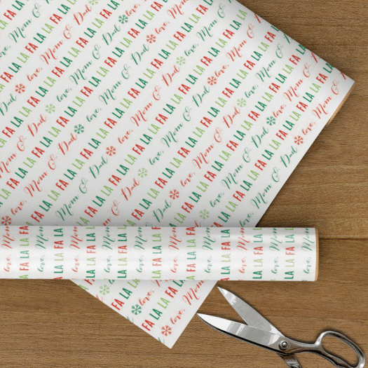 Personalized Fa La La Christmas Wrapping Paper
