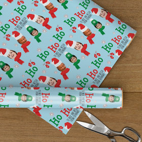 Personalized Ho Ho Ho Photo Christmas Wrapping Paper