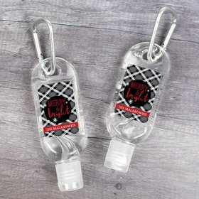 Personalized Hand Sanitizer with Carabiner Christmas 1 fl. oz bottle - Merry and Bright Plaid